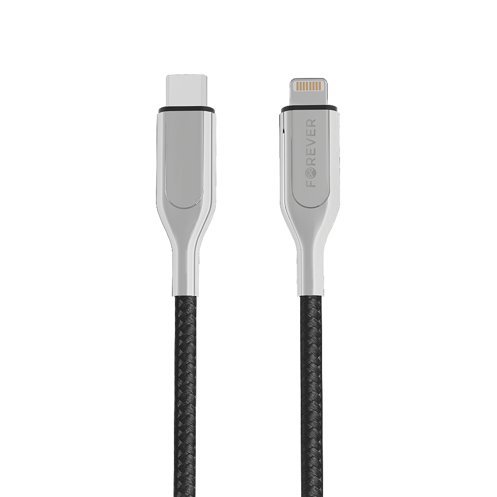 Cavo USB-C ultraveloce Forever Core MFI PD - Lightning 1,5 m 2,4 A nero